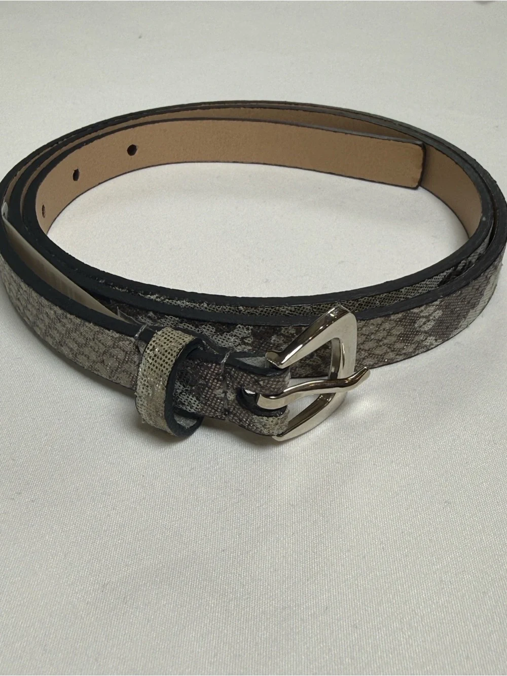 MICHAEL Michael Kors Snake-Print Belt with Silver-Tone Buckle NWT